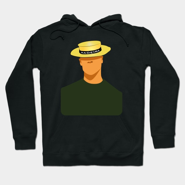 Madeira Island male no face illustration using the traditional straw hat Hoodie by Donaby